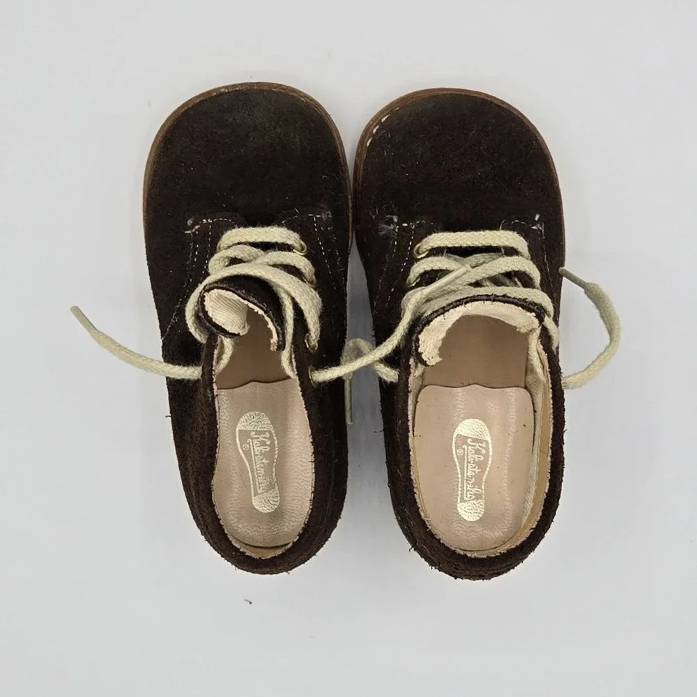 Vtg Kalisteniks Brown Lace Up Suede Toddler‎ Shoes  4 1/2 D